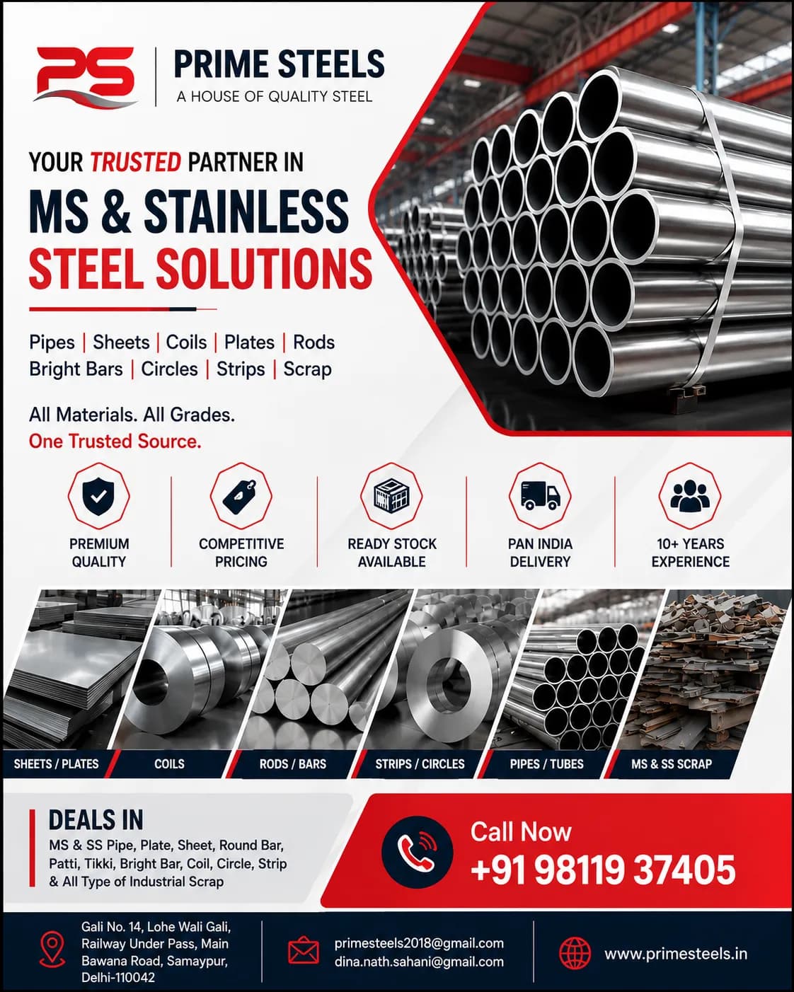 Prime Steels Mobile Banner